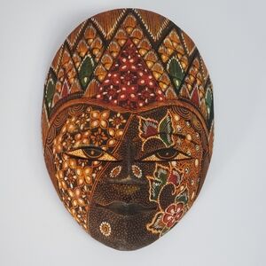 Traditional Batik Mask Of Indonesia Handmade Wooden Mask Wall Art